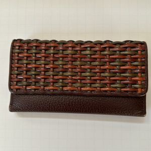 Amanda Smith Leather Wallet Brown & Earth Tones Trifold w/Checkbook Cover